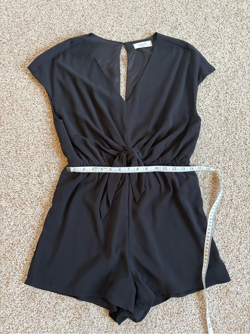 Black Twist-Front Romper Jumpsuit - Women’s Large